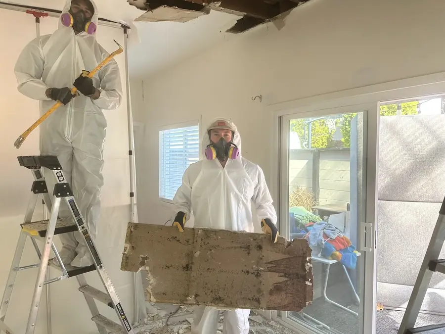 Water damage crew responding to a flooded room in North Hollywood