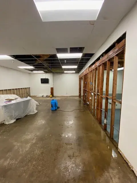 Water damaged ceiling removed in a North Hollywood apartment